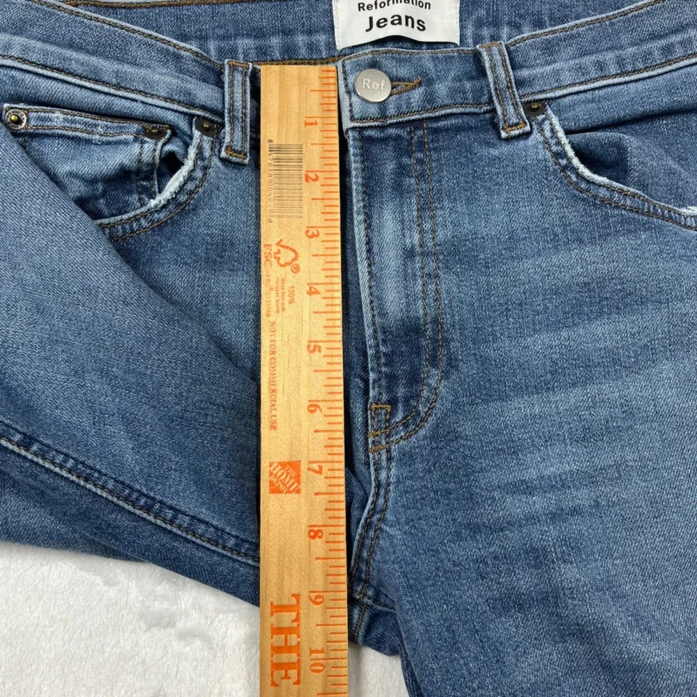Reformation Mid Skinny Jeans Womens 26x29 Blue Rhine Wash Stretch Made in USA - Picture 10 of 14